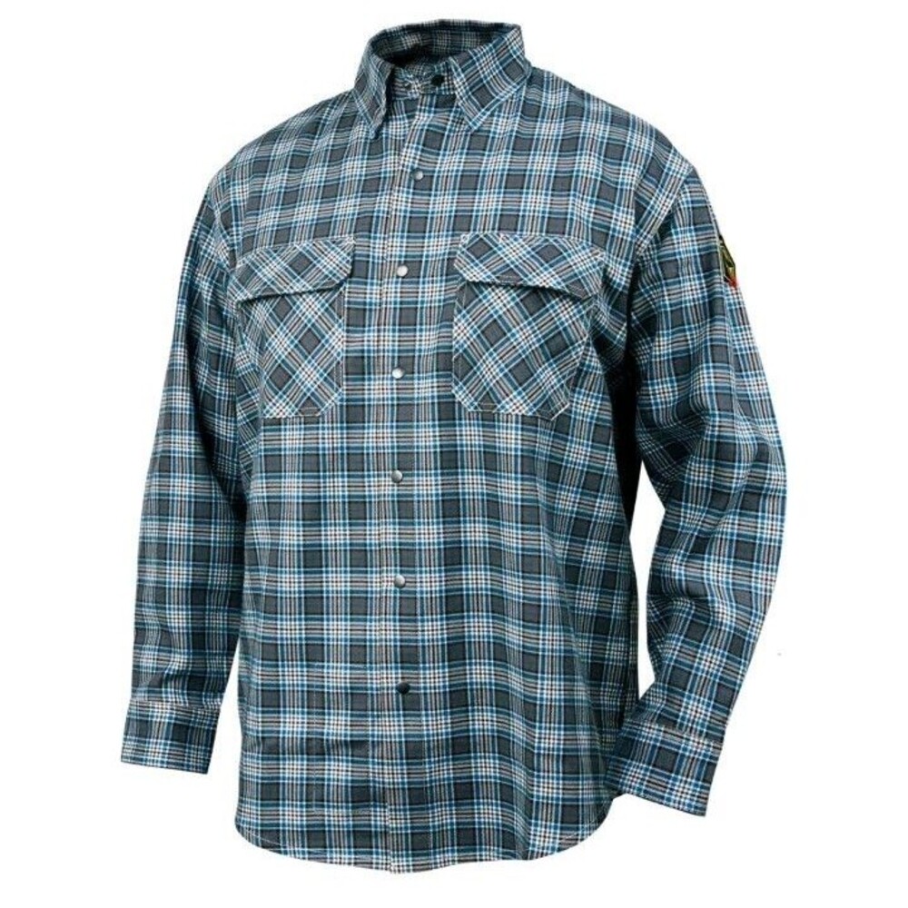 Black Stallion 3xl FS9-PGY Flame-Resistant Cotton Work Shirt Gray Plaid XXXL
